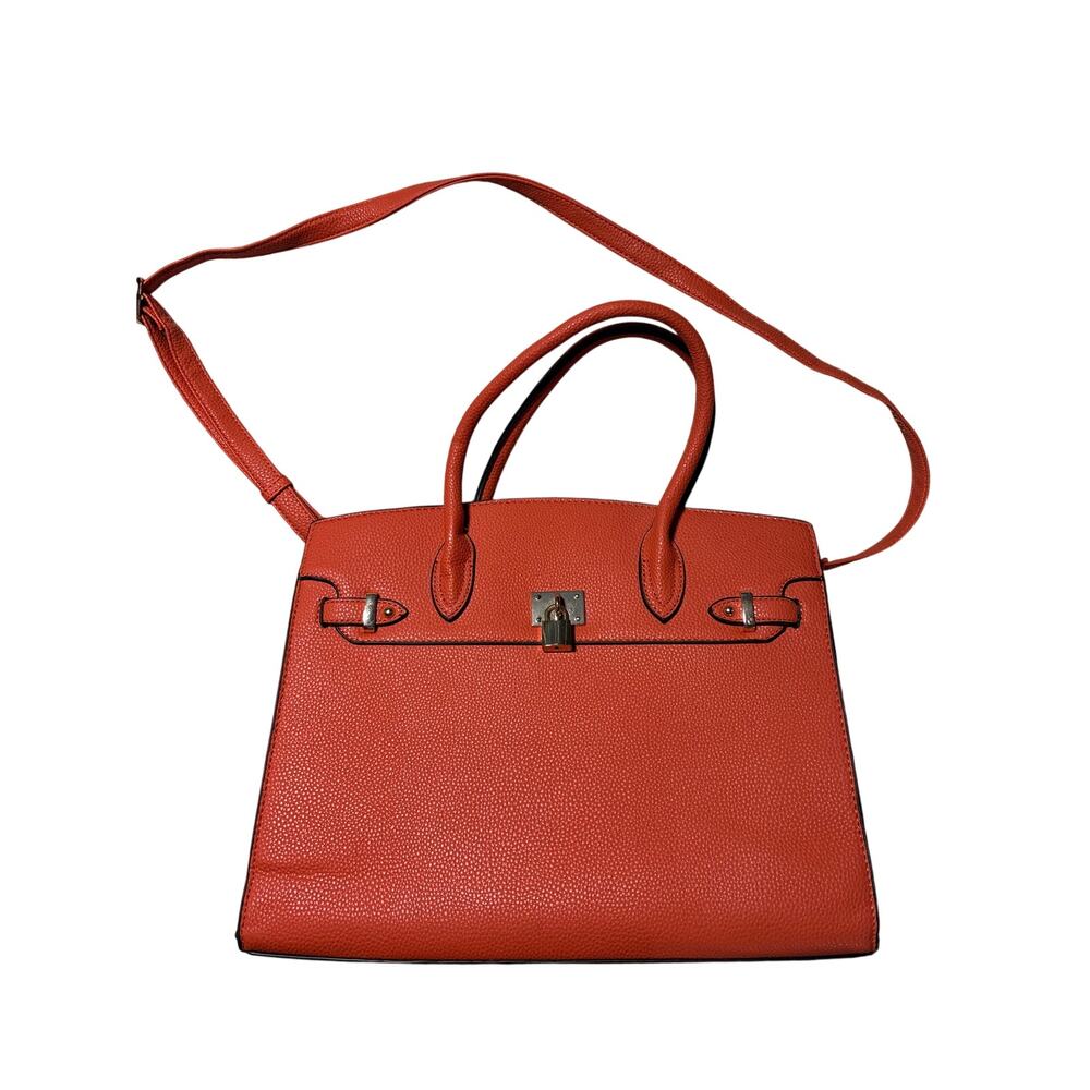 NEW Fiore Rustic Orange Large Rectangular Faux Leather Crossbody Purse